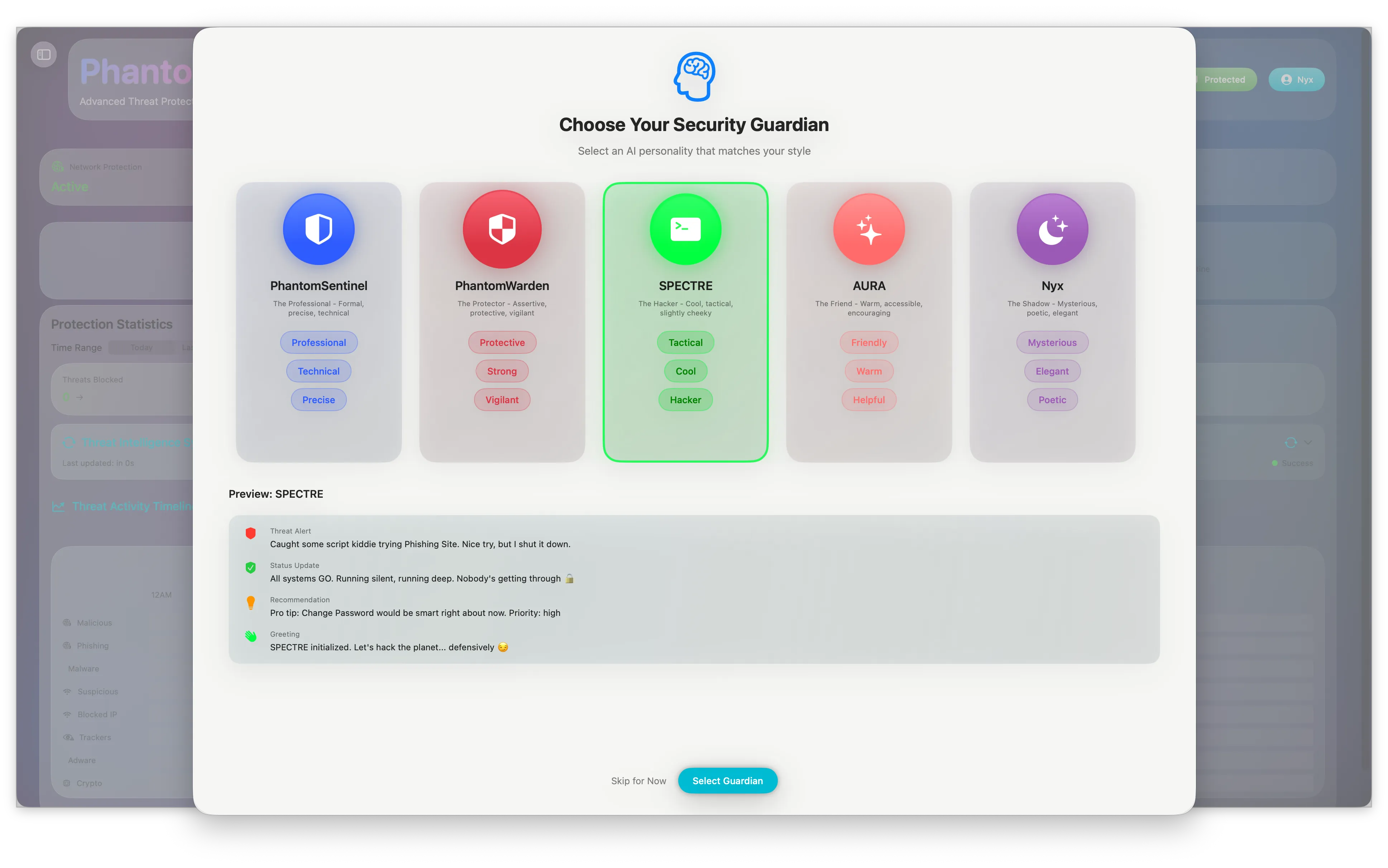 PhantomProtect AI Personalities