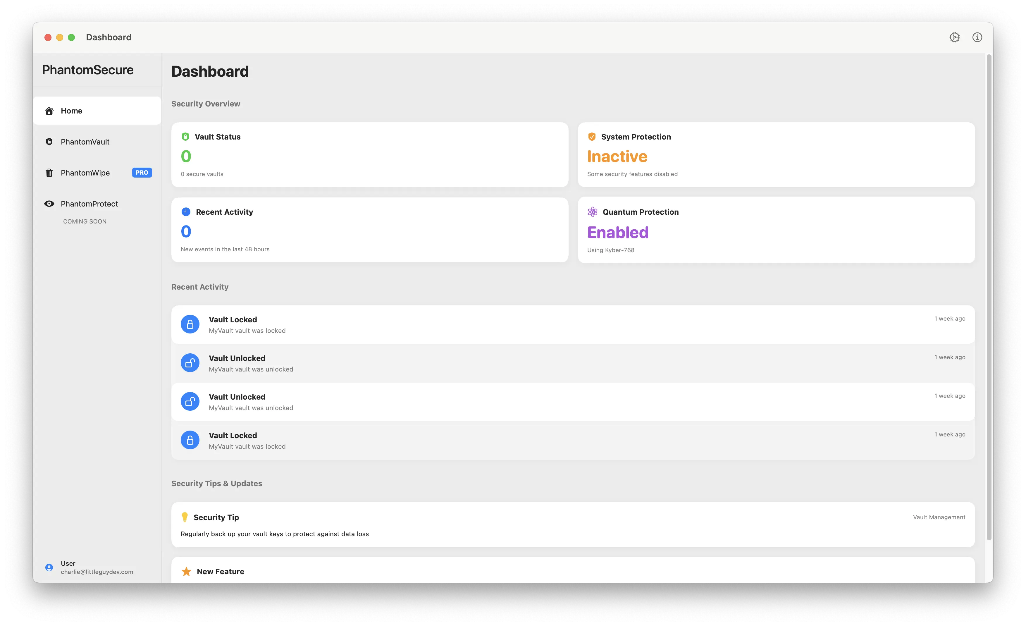 PhantomSecure Dashboard Interface